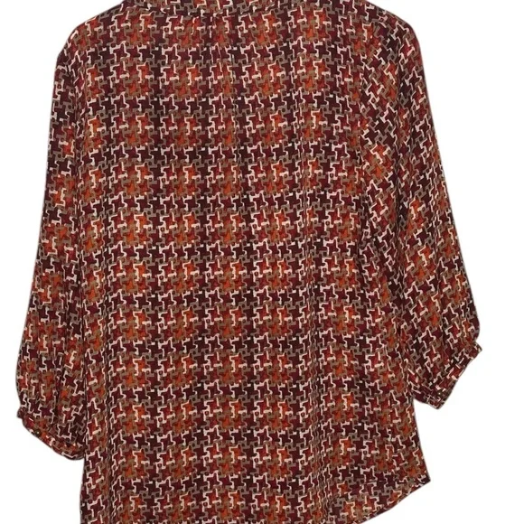 BANANA REPUBLIC HOUNDSTOOTH AUTUMN SUN COLOR 3:4 SLEEEVES, KEYHOLE AT FRONT - Picture 2 of 9